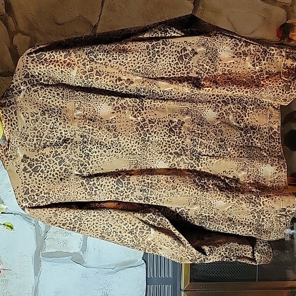 Quacker Factory Animal Leopard Print Rhinestone Embellished Jean Jacket 3X - Picture 7 of 7
